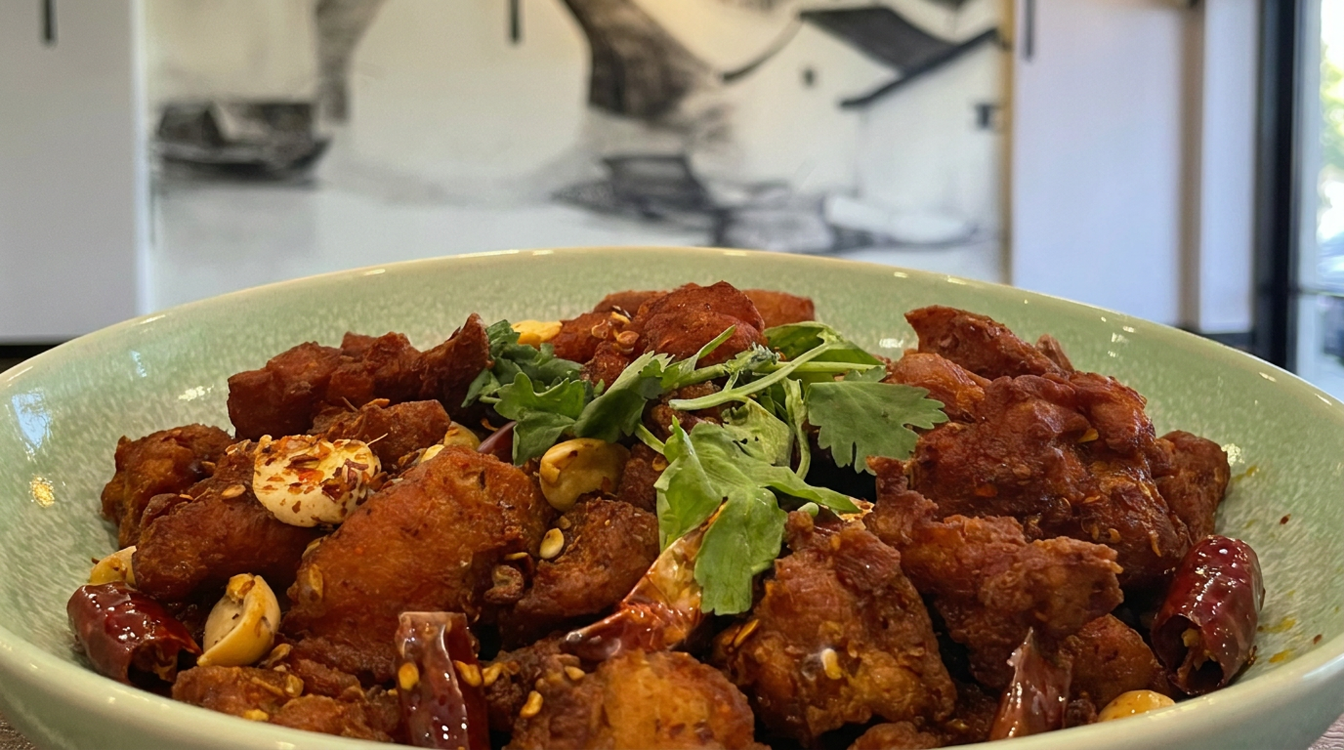 Fried string beans and Chongqing chicken